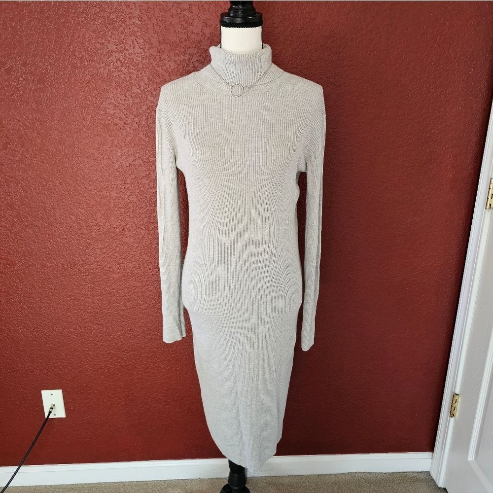 Express Light Gray Long Sleeve Sweater Dress